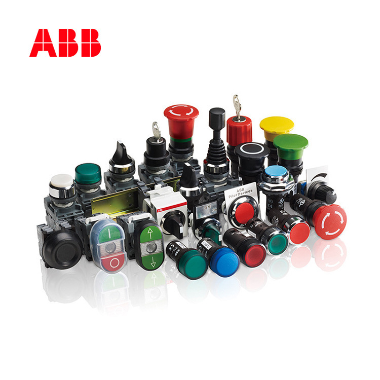 ABB upper white flat button lower black flat button no logo green lens with light double-head button operating head