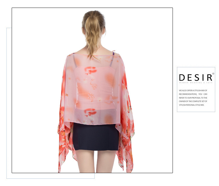 蝴蝶印花雪纺披肩 珍珠扣沙滩巾批发 跨境热销丝巾