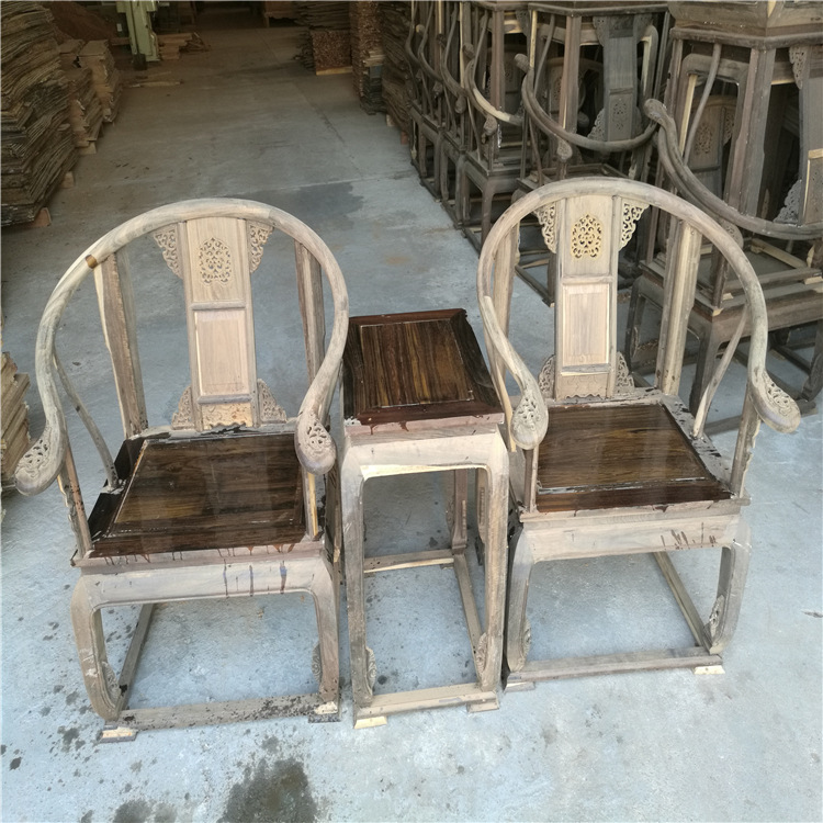 岁月情红木东非酸枝家具光身皇宫椅圈椅新中式家用三件套实木白胚