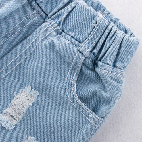 2018 new autumn children's clothing, boys and girls fashionable pants, baby light-colored ripped denim trousers, trendy for small and medium-sized children