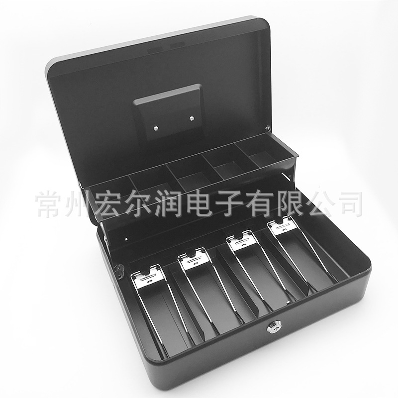 现金盒 侧开孔黑  配置安全线锁孔 厂家直供