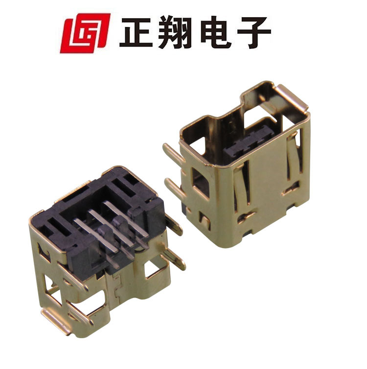 正翔厂家 供应铁壳电动游戏机接口usb-v母侧插式90度安装充电插座|ms