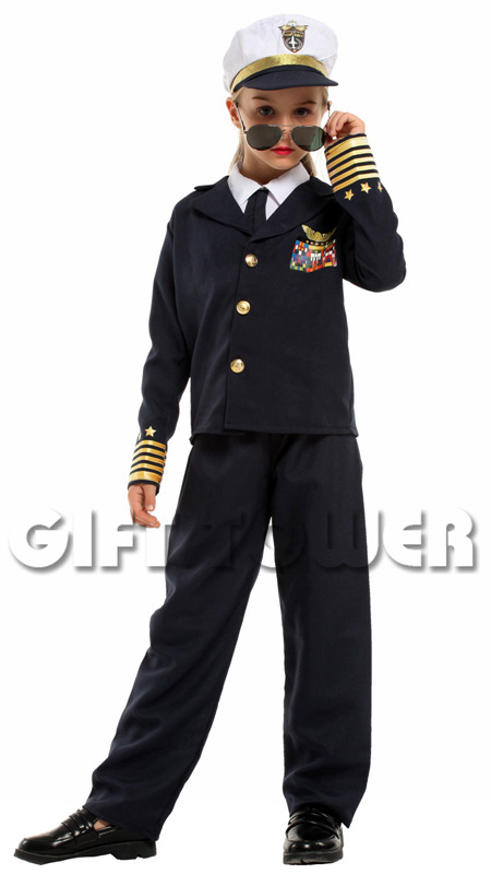 Carnival Costume G-0382, a cool little female captain cosplay costume, children's character costume, children's performance costume detail image 2