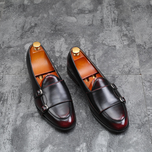Amazon wishLAZADA Monk Shoes Retro British Men's Leather Shoes Belt Buckle Trendy Shoes Men's Foreign Trade Shipping