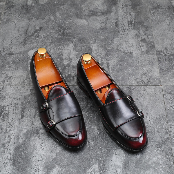 Retro British men's leather shoes, belt buckle, trendy shoes, men's foreign trade agency
