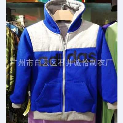 童装加绒外套 连帽秋冬加厚不倒绒儿童男女卫衣外贸工厂库存清仓|ru