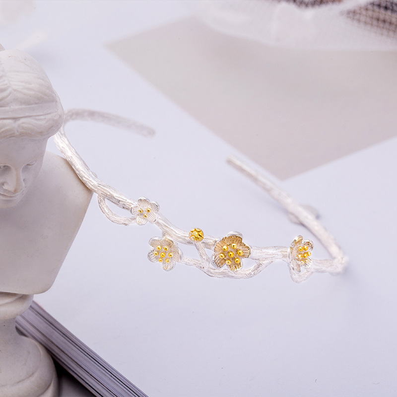 新款梅花开口手镯女 韩版创意复古樱花手工银饰个性手环饰品礼物