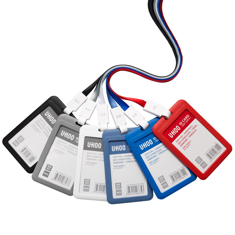 优和6634竖款证件卡套 PP硬胶加厚证件工作牌挂绳定制 可装2张卡|ru