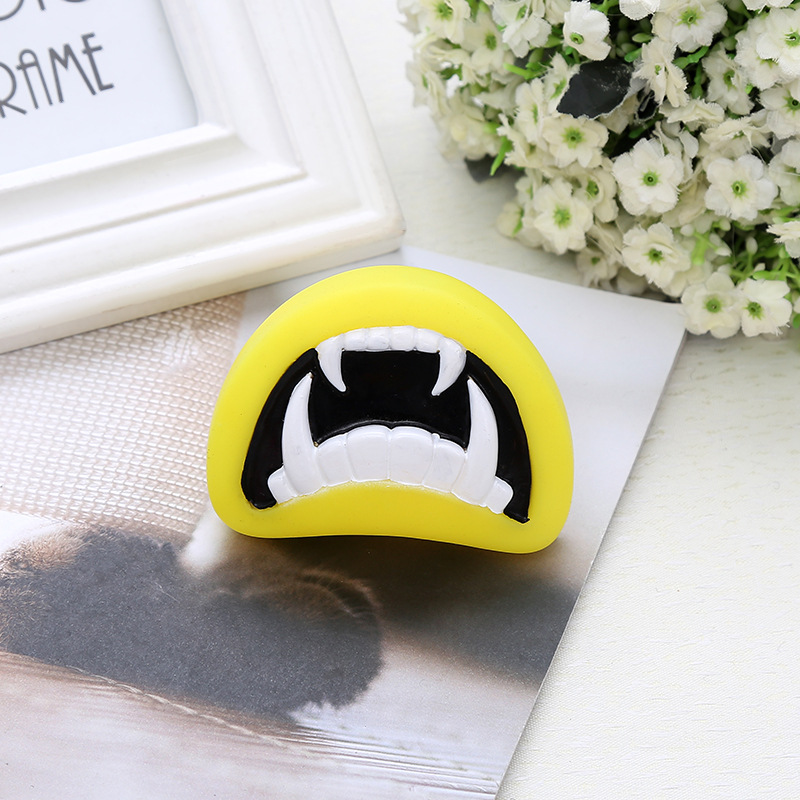 Truco Juguetes Accesorios de Halloween vinilo hacer sonido colmillos dientes largos cerdo simulación gritando labios rojos creativo divertido