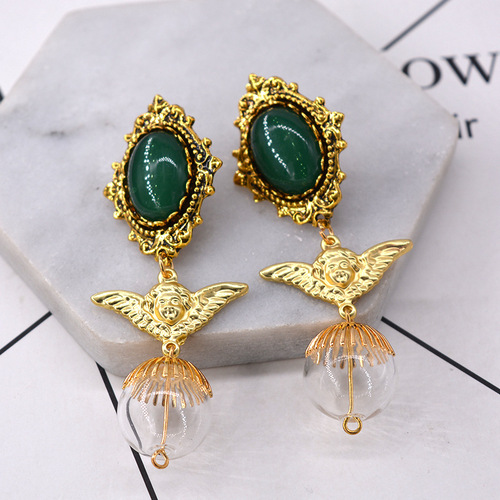 Cupid's Arrow Baroque Three-dimensional Little Angel Earrings Handmade Jewelry Accessories Earrings Retro