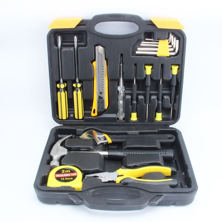 亮牌工具组合套装18件套 碳钢材质 彩盒包装 可丝印企业刻字logo