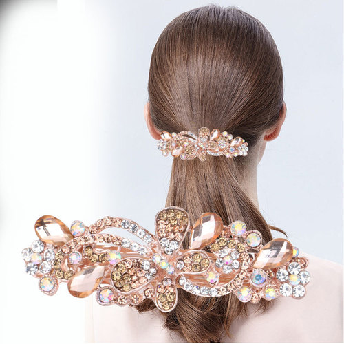 Hair clip hairpin for women girls hair accessories Large diamond alloy butterfly hairpin headdress large spring horsetail hairpin