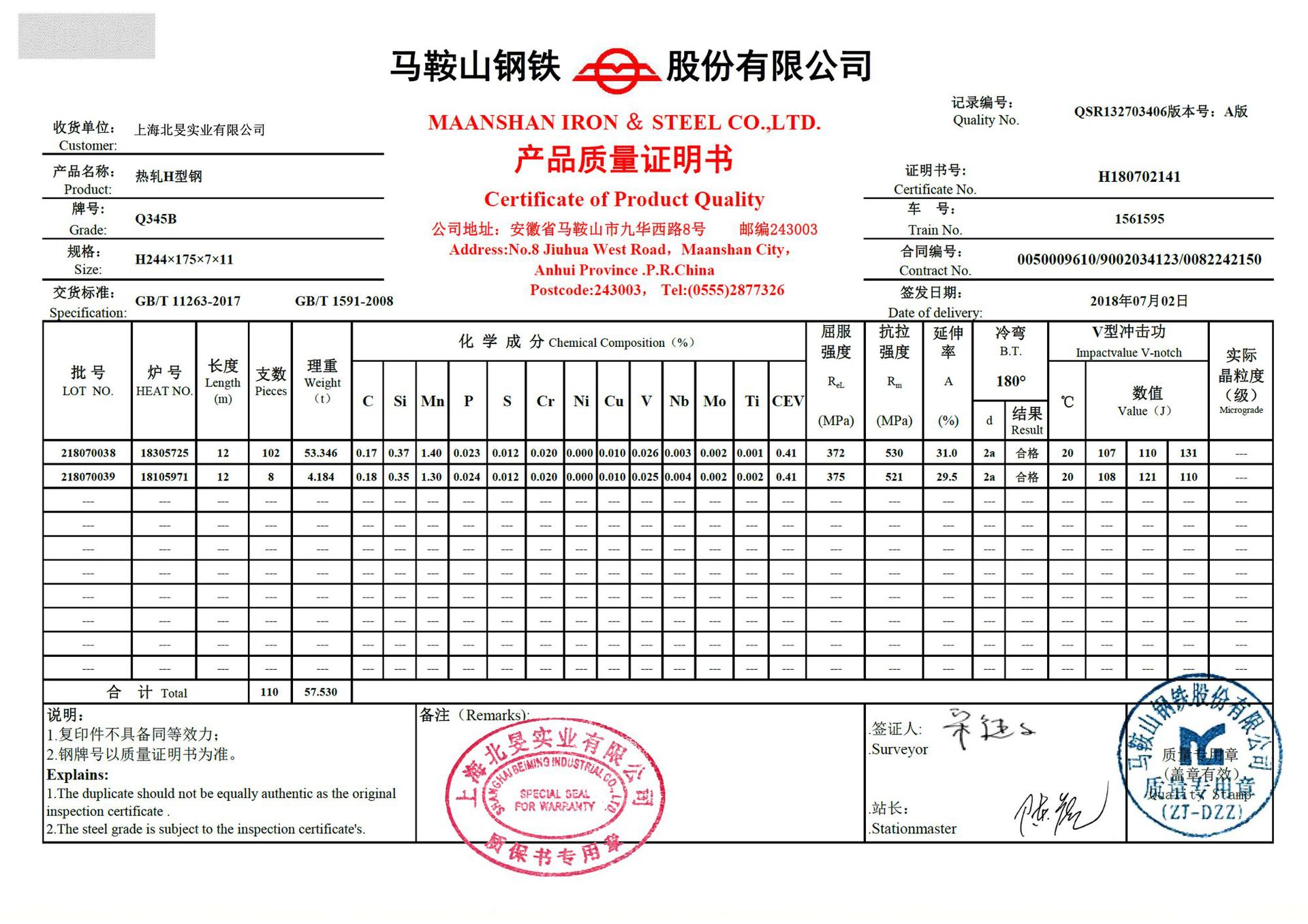 馬鋼-244X175-Q345B