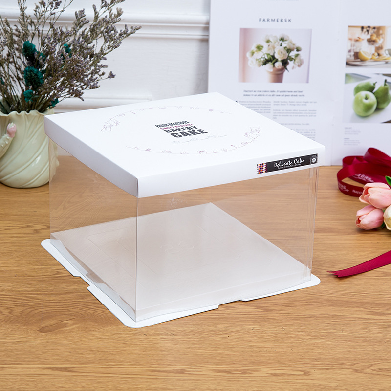高档网红透明蛋糕盒加高手提烘焙盒三合一生日蛋糕包装盒批发定制