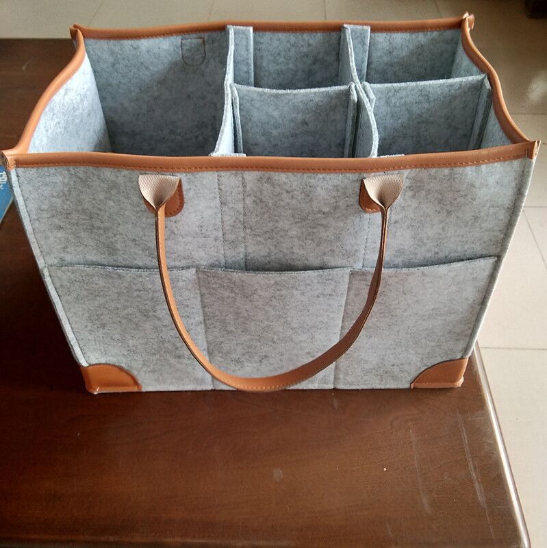 2021新款毛毡收纳包 家用婴儿尿不湿玩具收纳篮 手提收纳化妆品包