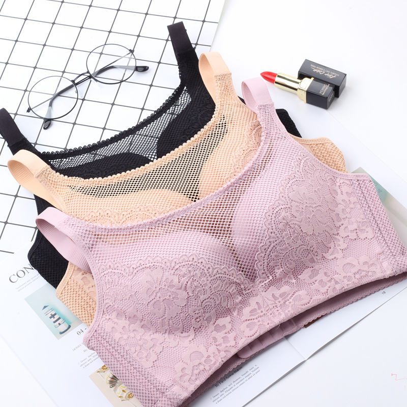 厂家批发 新款蕾丝花边无钢圈文胸聚拢抹胸型女士内衣后四排扣