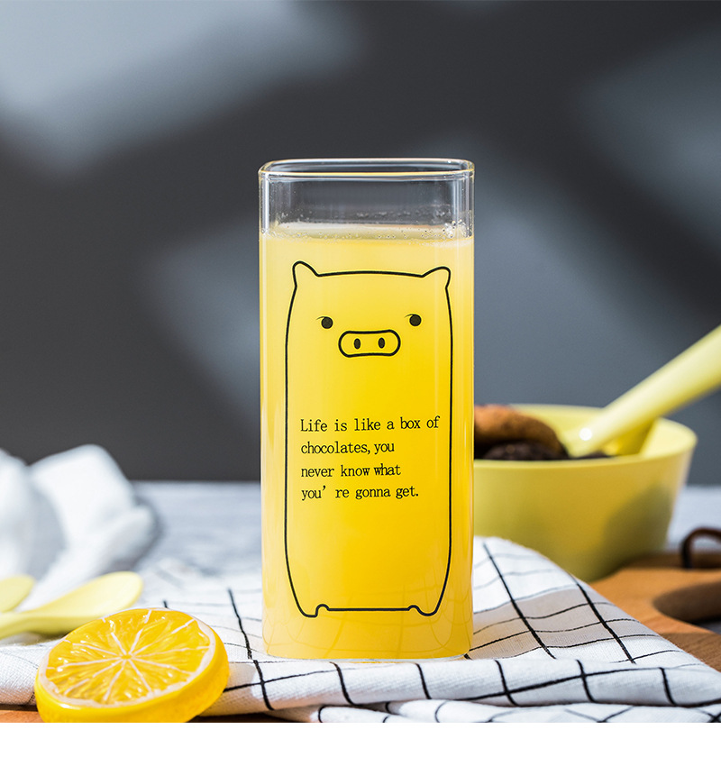 157g Weight Water Bottles Kitchen and drinking utensils 1 Piece Quantity Daily Occasion High Borosilicate Glass Material Animal Pattern Cute Style Cute Animal High Borosilicate Glass Water Bottles 1 Piece 7