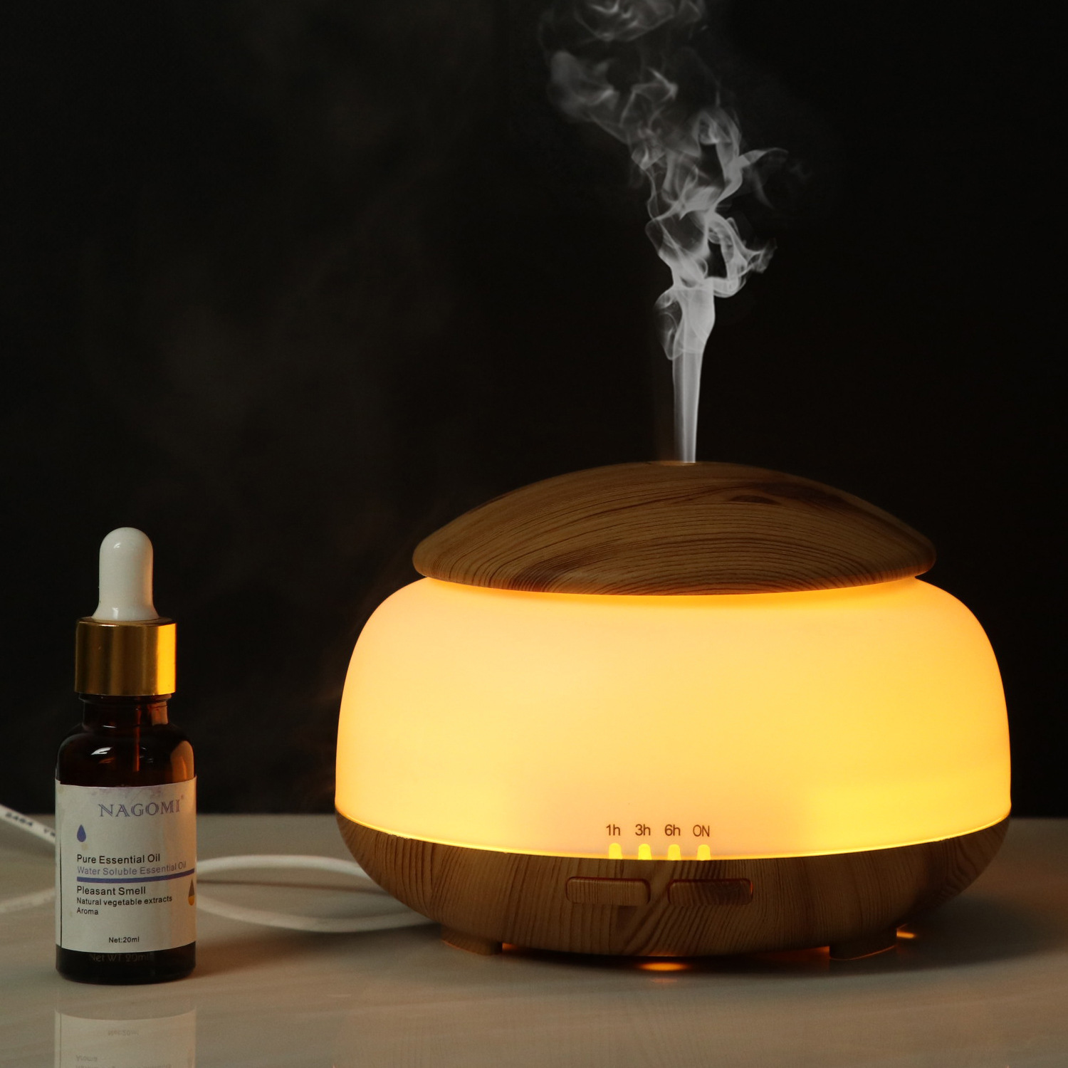 300ml Aroma Essential Oil Diffuser Ultrasonic Air Humidifier With Wood ...