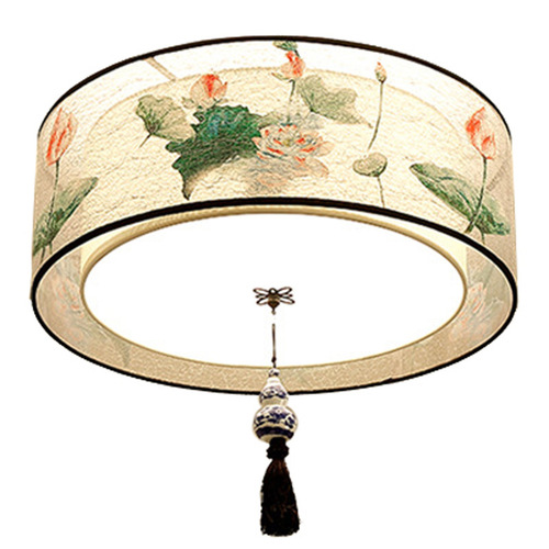 New Chinese style ceiling lamp bedroom lamp round classical atmosphere LED Chinese style lamp fabric living room study hotel lighting