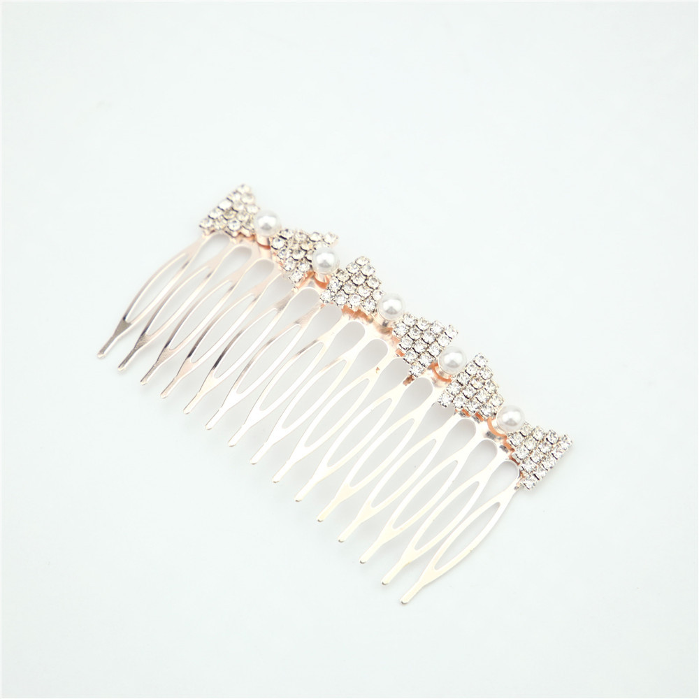 Fashion Diamond-studded Pearl Bow Hair Comb Wholesale Nihaojewelry display picture 5