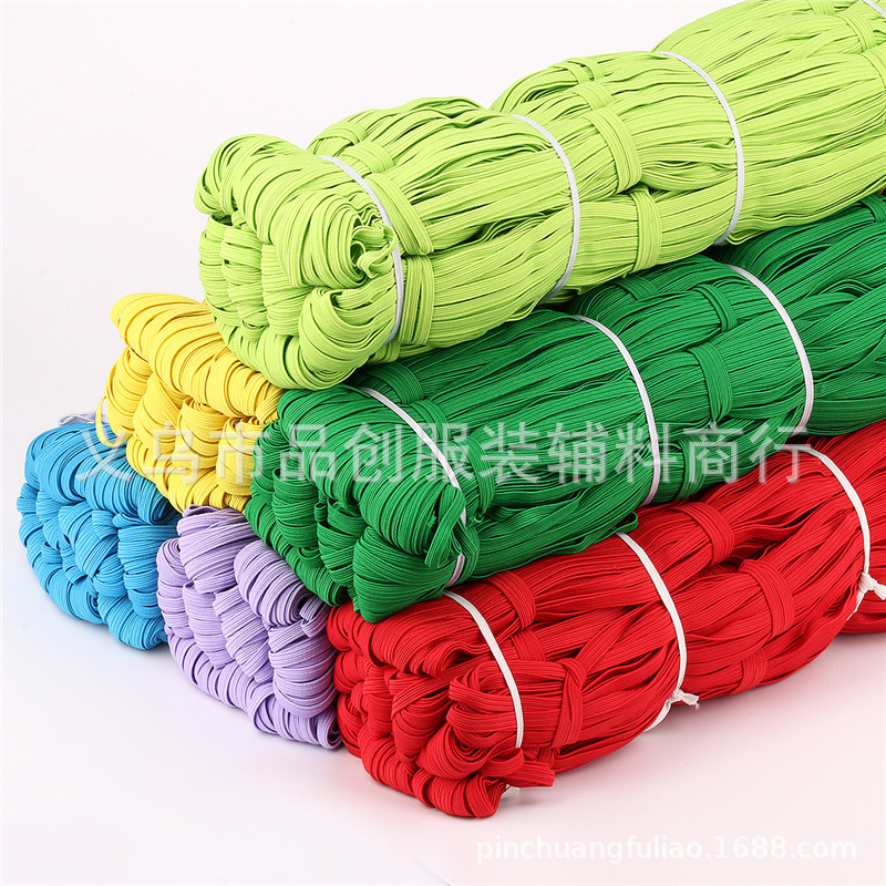 现货批发进口6MM彩色窄扁涤纶走马带 箱包服装条纹弹力走马松紧带