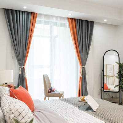 窗簾布料廠家供應現代簡約北歐客廳臥室遮光棉麻窗簾成品定制