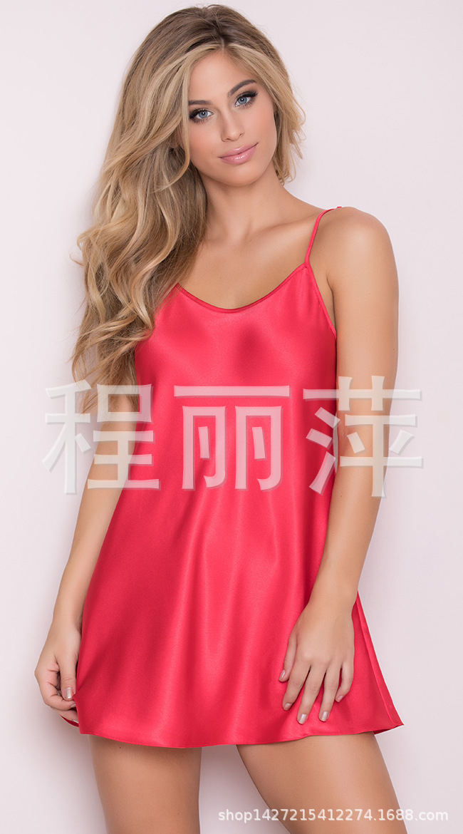 Europa y América más tamaño sexy con cuello en V Honda grande sin respaldo flojo falda grande camisón en forma de melocotón Youren homewear 1252