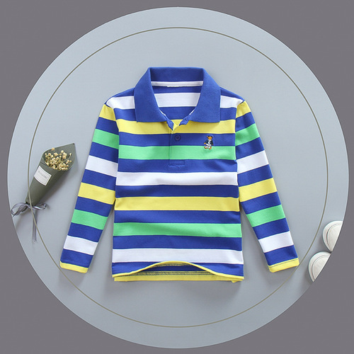  Children's Clothing POLO Shirts Spring and Autumn Long-sleeved T-shirts for large and medium-sized children's tops Lycra cotton elastic cross-border long-term stock