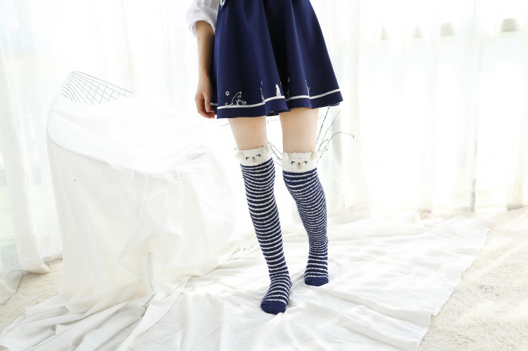 over knee thick warm striped socks  NSFN30495