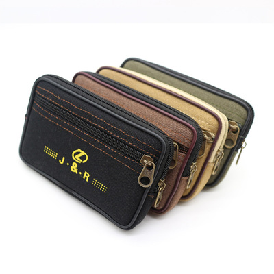 monolayer Belt mobile phone Waist pack outdoors motion canvas man Middle and old age Mobile phone set Net red with money Bag