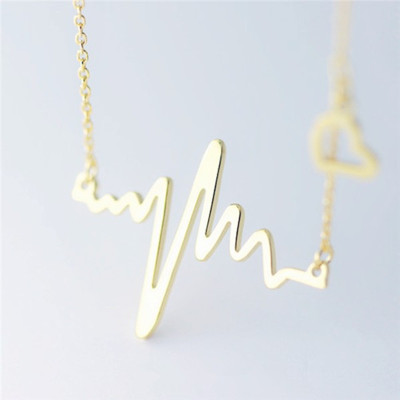 Wave Clavicle Chain ECG Necklace Heart Frequency Pendant Necklace Heart Chain Necklace Wholesale