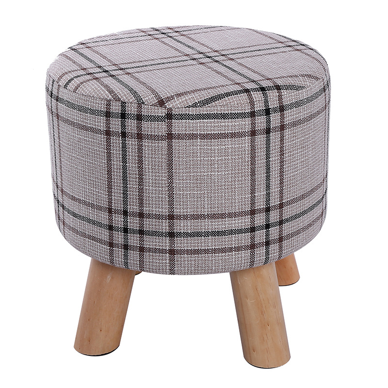 Taburete DE CAMBIO DE ZAPATOS creativo tela de madera maciza taburete de madera extraíble y lavable taburete pequeño para niños taburete de sofá de tela de muelle redondo taburete de muelle redondo