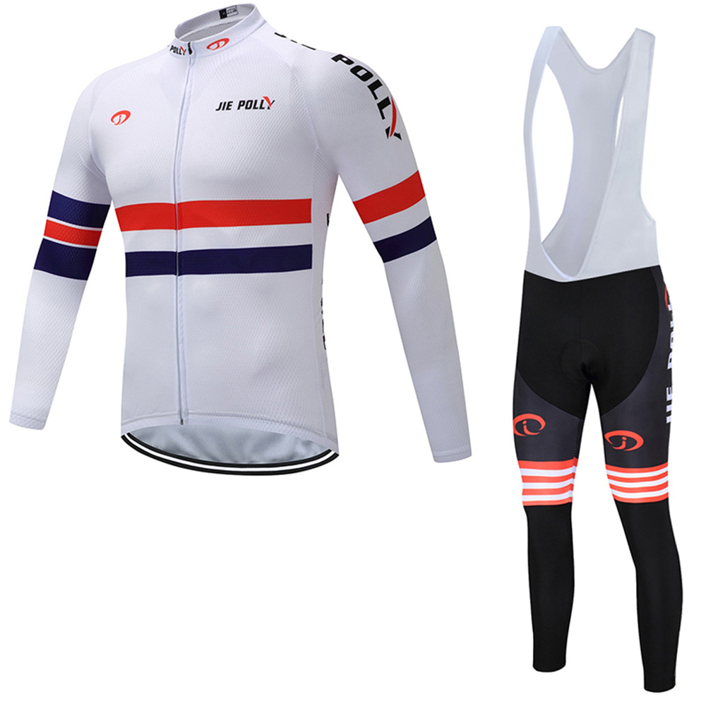 JIEPOLLY cycling suit long sleeve suit silicone cushion bicycle men's and women's moisture wicking outdoor clothes