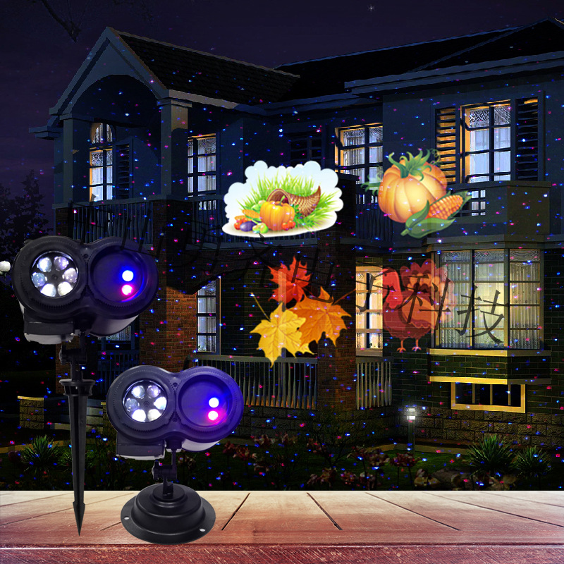 红蓝激光图案投影灯 LED圣诞万圣灯 雪花灯 插卡灯欧美节日装饰灯