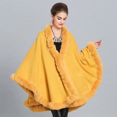 faux fur cape for women girls winter scarf shawl cloak shawl plus size loose  knitted shawl cloak