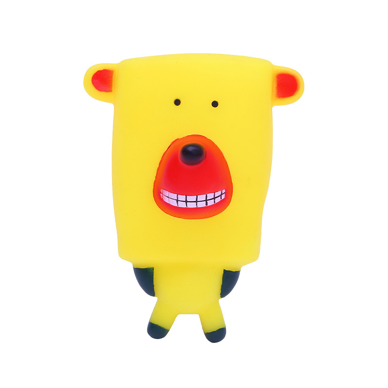 Juguete de vinilo para mascotas simulación Cabeza Cuadrada oso sonido juguete gato y perro sonido juguete de inteligencia de perro resistente a mordeduras