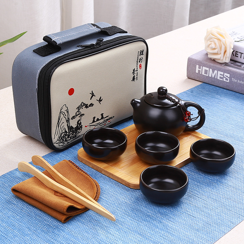 Dingyao Kung Fu Tea Set Travel Tea Set Annual Meeting Event Gift Accompanying Ceremony Mid-Autumn Festival Wholesale LOGO