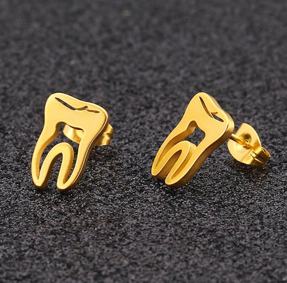 1 Pair Fashion Teeth Stainless Steel Plating Ear Studs display picture 3