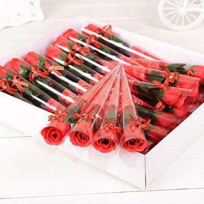 廠家直銷單支玫瑰皂花禮盒婚慶花店 生日創意 仿真花 聖誕節禮物