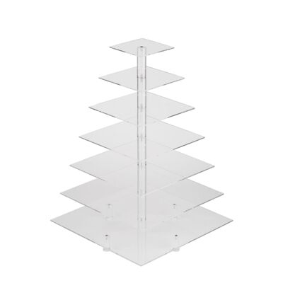 厂家直销 支持定制 7层方形透明亚克力 婚庆生日蛋糕展示架