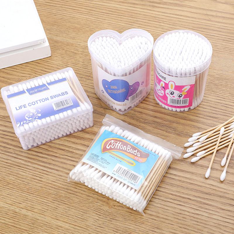 direct deal 100 Bagged Paper card Double head Cotton swab disposable Double head Stick Makeup Cotton swab clean Swab