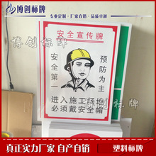 建筑工地安全宣传牌必须戴安全帽标识牌PVC塑料标志牌宣传标语