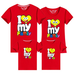New parent-child clothing 2023 Cotton Short Sleeve Couple T-shirts I Love My Home Family Set T-shirts Dropshipping Uniform