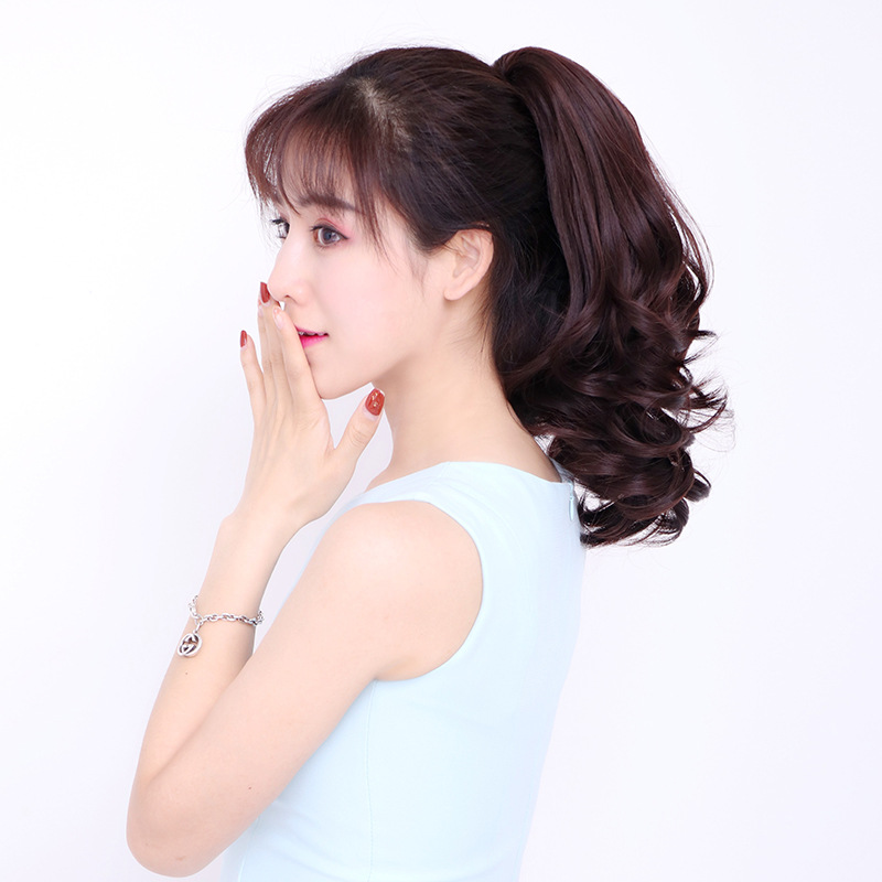 Peluca Cola de Caballo hembra Pelo Largo rizado garra clip tipo corto pera flor Cola de Caballo trenza