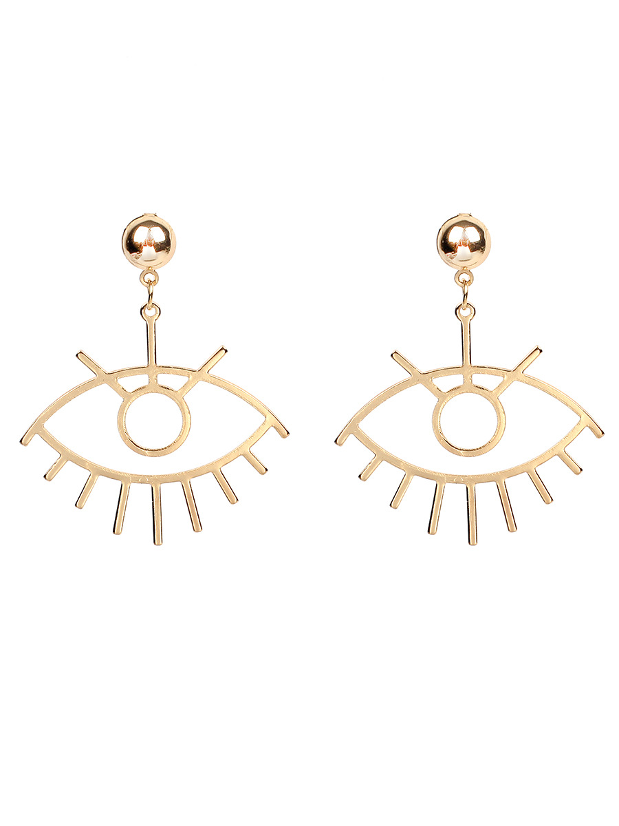 5g Weight Earrings Classification Wedding, Travel Occasion Women'S Gender Gold, Silver Color Exaggerated Eye Earrings 2