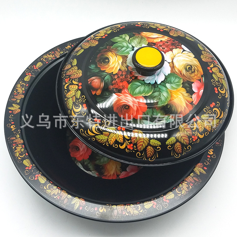 水果盘创意风格家居零食糖果婚庆结婚干果坚果盘喷漆贴花带盖果盘详情图12