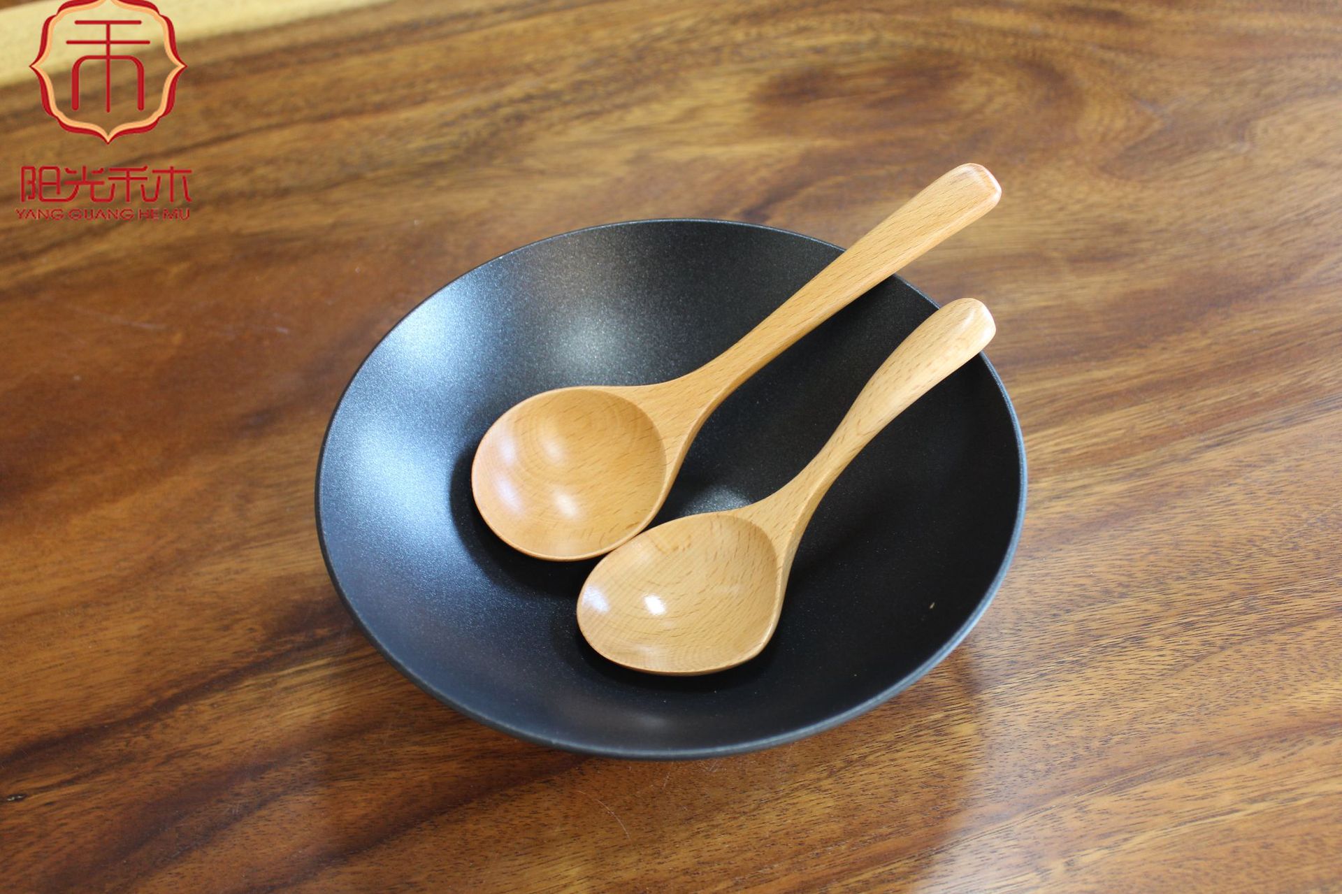 春季新品 榉木大圆口小汤勺细腻圆润木勺 实用木质饭勺