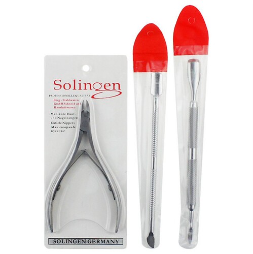 Manicure stainless steel cuticle scissors, multi-functional cuticle pusher, cuticle three-piece set, cuticle fork, nail removal set