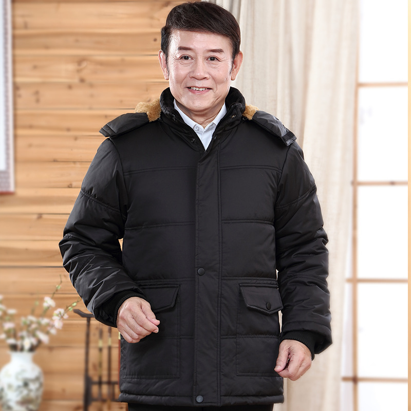 2021 abrigo acolchado de algodón de mediana edad y ancianos abrigo acolchado de algodón para hombres forrado de lana engrosado abrigo acolchado de algodón con capucha de papá abrigo corto ropa de hombre