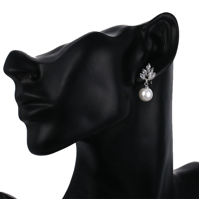 Цирконий, серьги, инкрустация камнем из жемчуга, оптом, с AliExpress